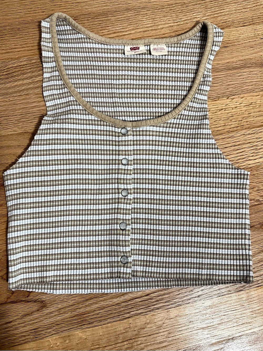 Levi's Striped Button Front Crop Top Tank Size XL